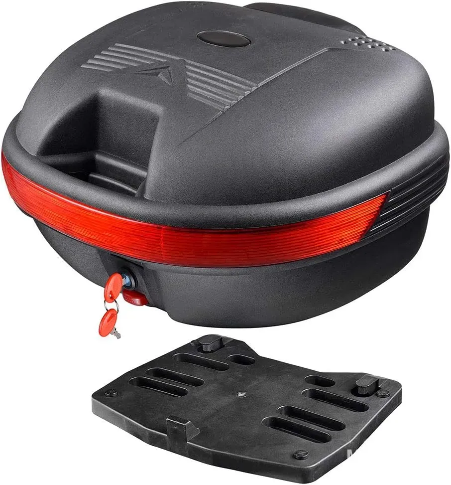 30L Motorcycle Top Case – Black Trunk Box with Lock and Quick-Release Mount