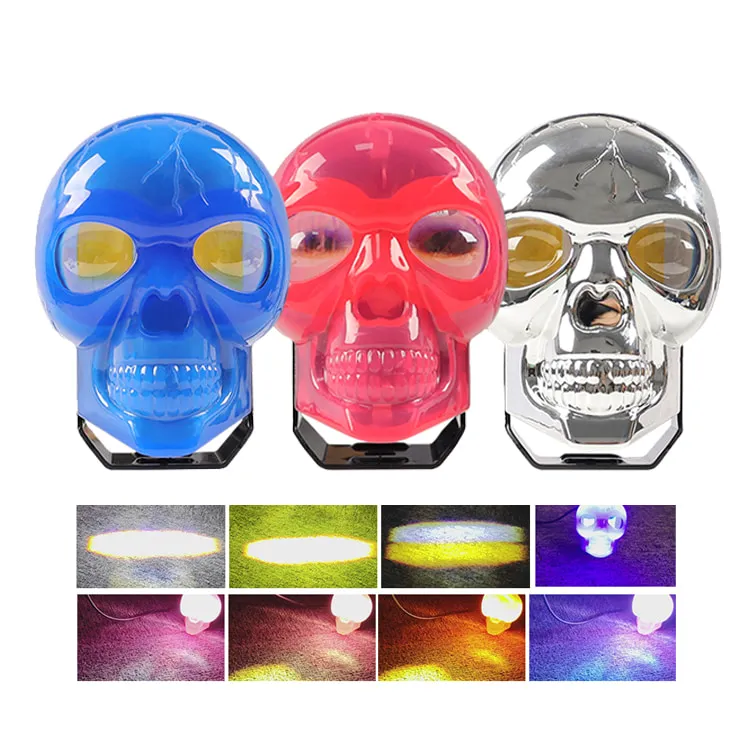 Faro LED Calavera 40W para Moto con Modos de Color