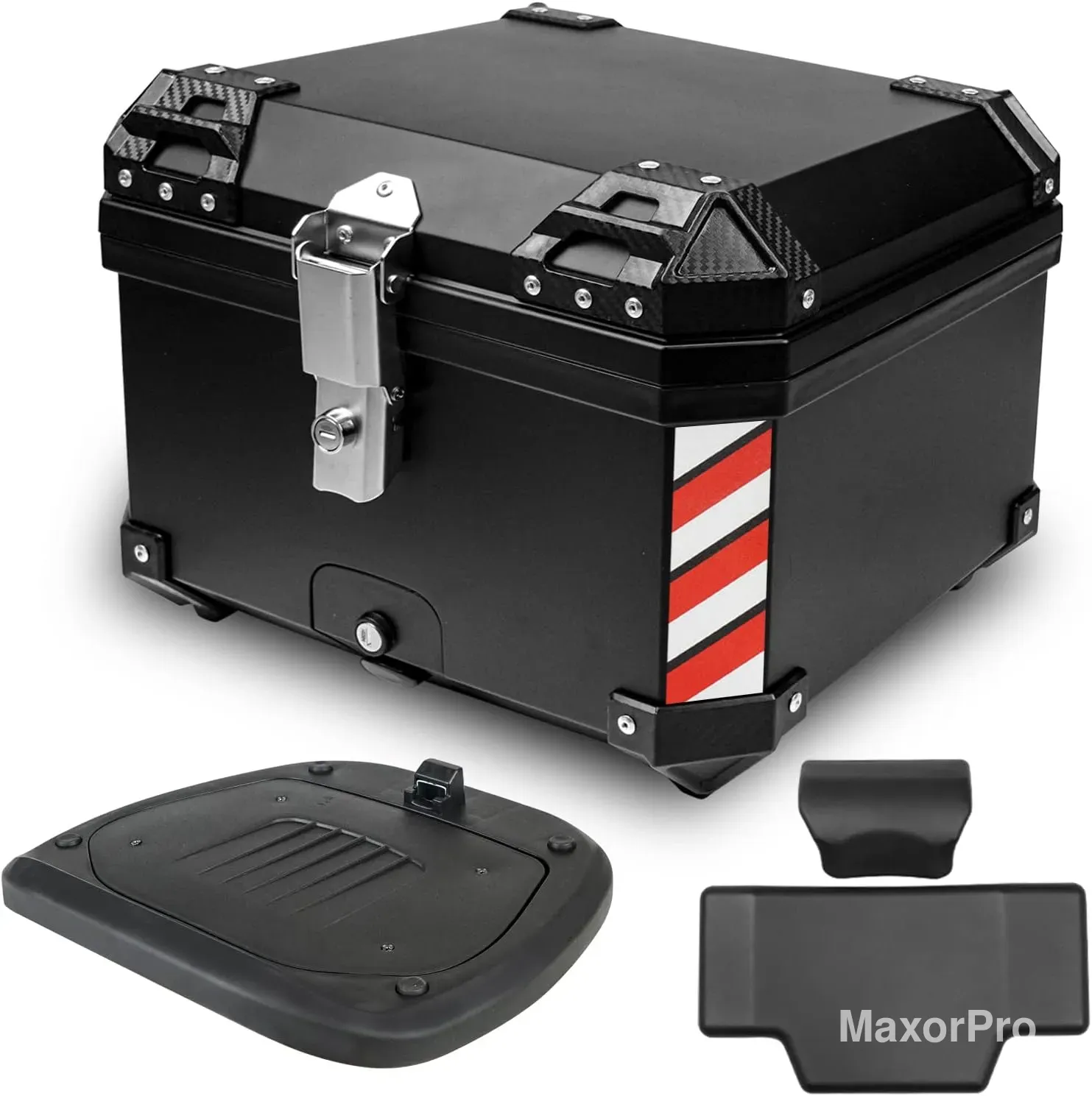 45L Motorcycle Top Case – Universal Tail Box with Security Lock and Back Cushion