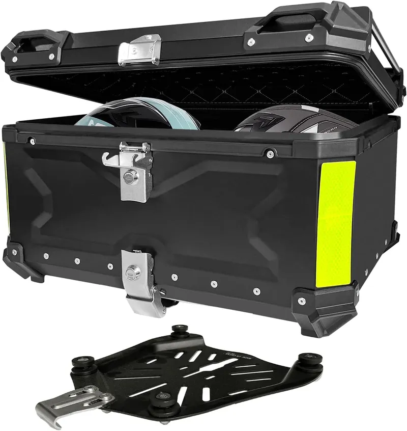 Baúl de Aluminio para Moto 65L – Caja Trasera Universal Impermeable con Cerradura