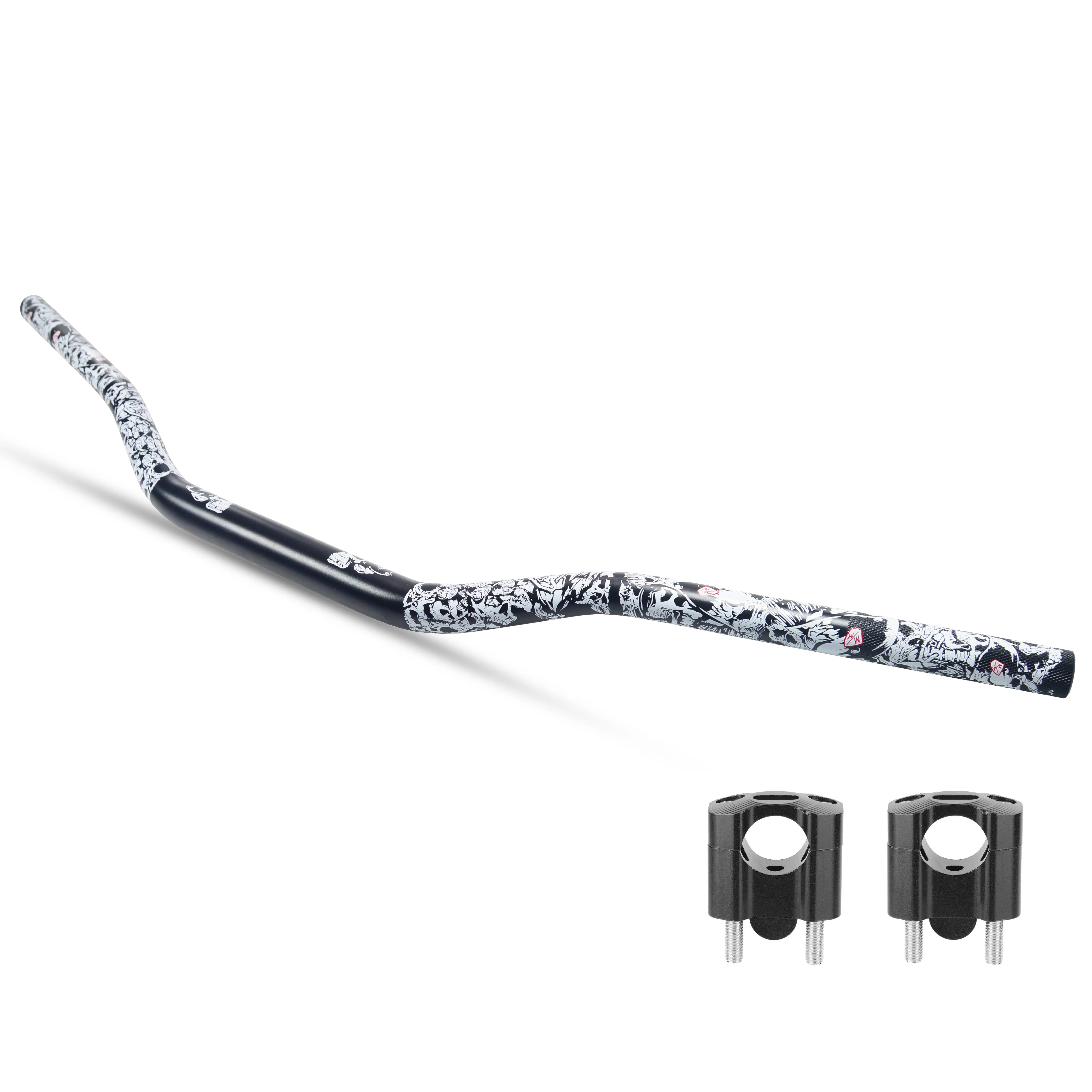 Manillar de Aluminio para Moto 28 mm (1-1/8") con Diseño Calavera + Adaptadores Riser – JXPANG CB-05