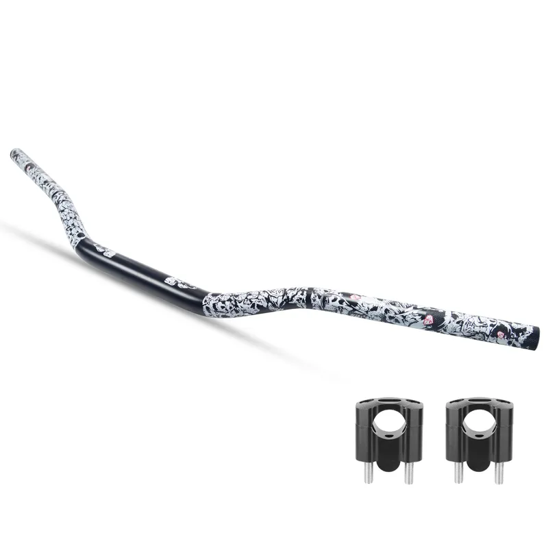 Manillar de Aluminio para Moto 28 mm (1-1/8") con Diseño Calavera + Adaptadores Riser – JXPANG CB-05