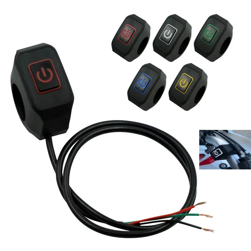 Interruptor de Manubrio Iluminado 22 mm – Botón ON/OFF de Luz y Bocina con LED