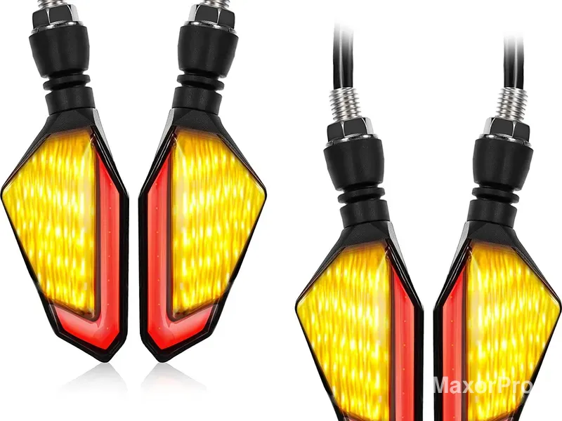 Luz de Dirección LED para Moto – Intermitente 2 en 1 y DRL de 12V (Ámbar/Rojo, 22 LED)