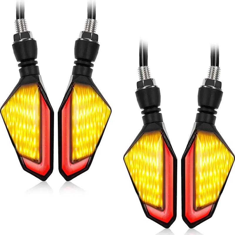 Luz de Dirección LED para Moto – Intermitente 2 en 1 y DRL de 12V (Ámbar/Rojo, 22 LED)